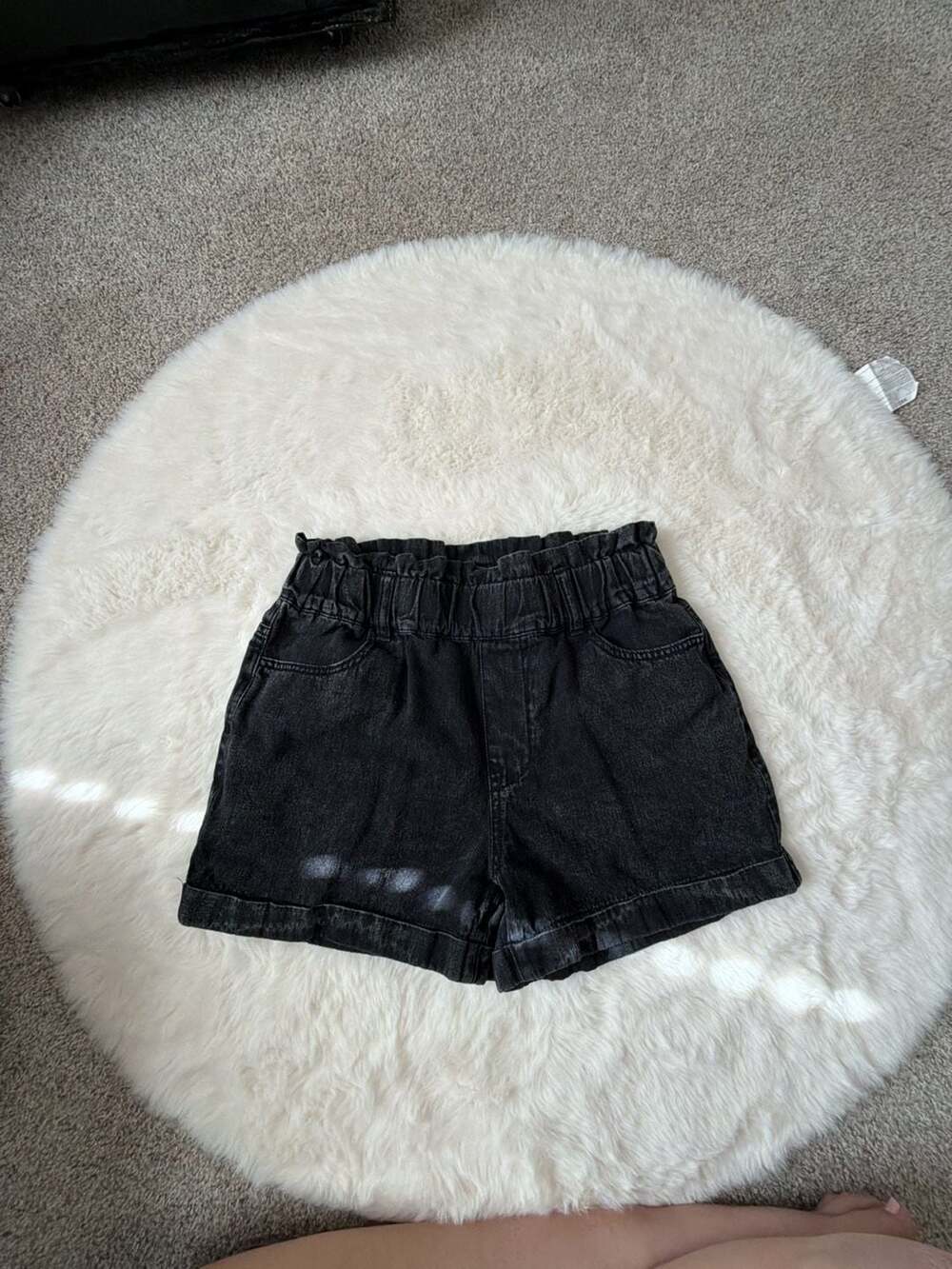 Tgla Black High Waist Denim Shorts, Size XS